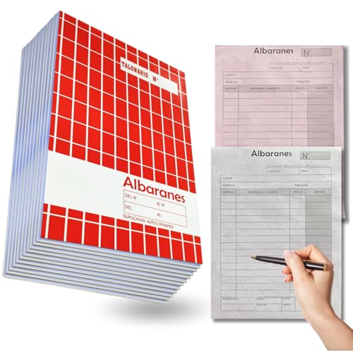 【PACK 12】 Talonario de Albaranes con Autocopiado y Matriz de Corte, Libro de Albarán con 40 Hojas por Talonario (20,5 x 15 cm), Documentos de Venta de Pedidos en Castellano, Albarán de Entrega