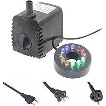 Submersible Sump Pump Submersible Water Pump, Cleaning Pump 10W 600L/H Fish Tank Fountain Pond Garden Landscape Aquarium Accessories with 12 LED Lights Transfer Pump
