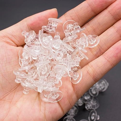 Image of Clear Silicone Earring Back Stoppers Findings Stud Earring Plugs for Jewellery Making - 200 Pcs (7mm, Clear White)
