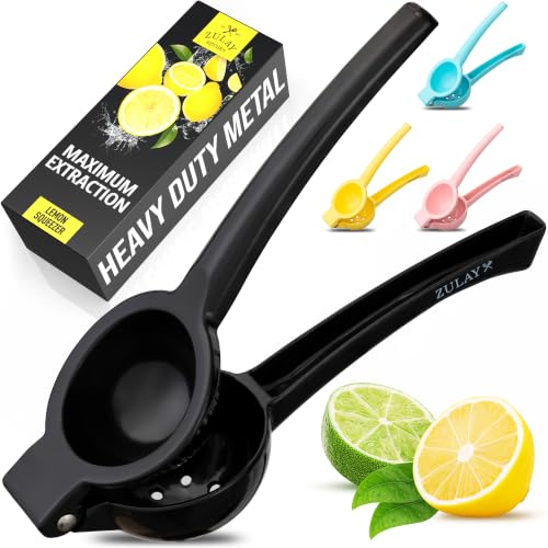 Image of Zulay Premium Quality Metal Lemon Squeezer, Citrus Juicer, Manual Press for Extracting the Most Juice Possible - Black