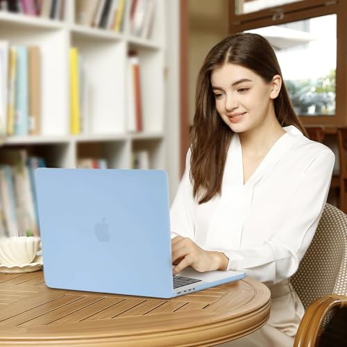 Image of MOSISO Compatible with MacBook Pro 14 inch Case 2025 2024 2023 2022 2021 M5 M4 M3 M2 M1 A3434 A3112 A3185 A3401 A2918 A2992 A2779 A2442, Hard Shell&Keyboard Cover&Screen Film&Pouch,Airy Blue