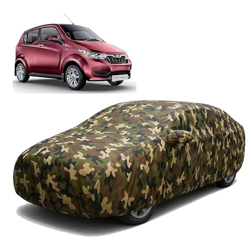 Image of Sulfar 100% Waterproof Car Body Cover Compatible with Mirror for Mahindra e2o with Long Lasting Durable Material (Triple Stitched, Full Bottom Elastic, Camouflage Army)