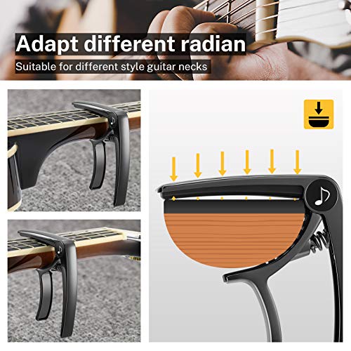 Donner Capodastre pour Guitare Acoustiques et Electrique, Ukulélé, Banjo, Mandoline, avec 4 Médiators (Noir, DC-2) - Les Beatles, Paul McCartney, John Lennon, RIngo Starr, George Harrison Donner Capodastre pour Guitare Acoustiques et Electrique, Ukulélé, Banjo, Mandoline, avec 4 Médiators (Noir, DC-2) – Image 3