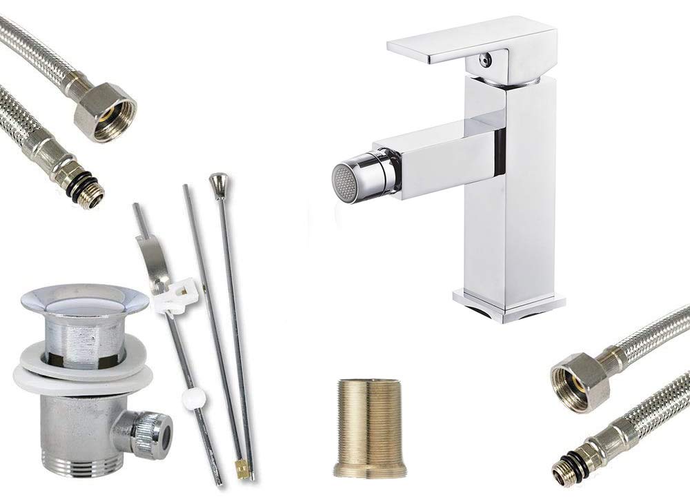 Vetrineinrete® Rubinetto per bidet miscelatore da bagno monoforo orientabile monocomando ottone cromato lucido 69023 A20