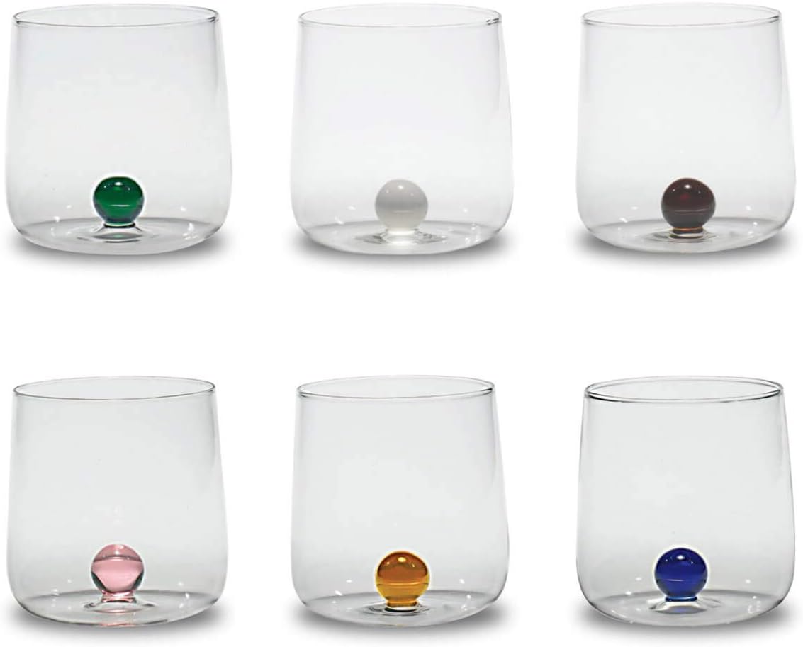 Bilia Set 6 tumblers Transparent with 6 colorful little Balls inside
