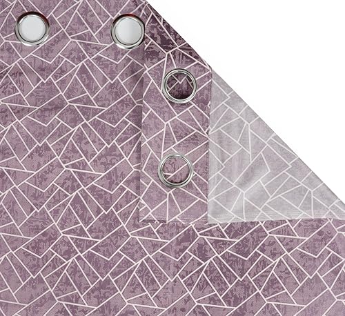 Image of Room Darkening Curtains for Door & Windows, Living Room, Bedroom, Eyelet, Parda, Printed, Pack of 2, Lavender, 4 x 5 Feet