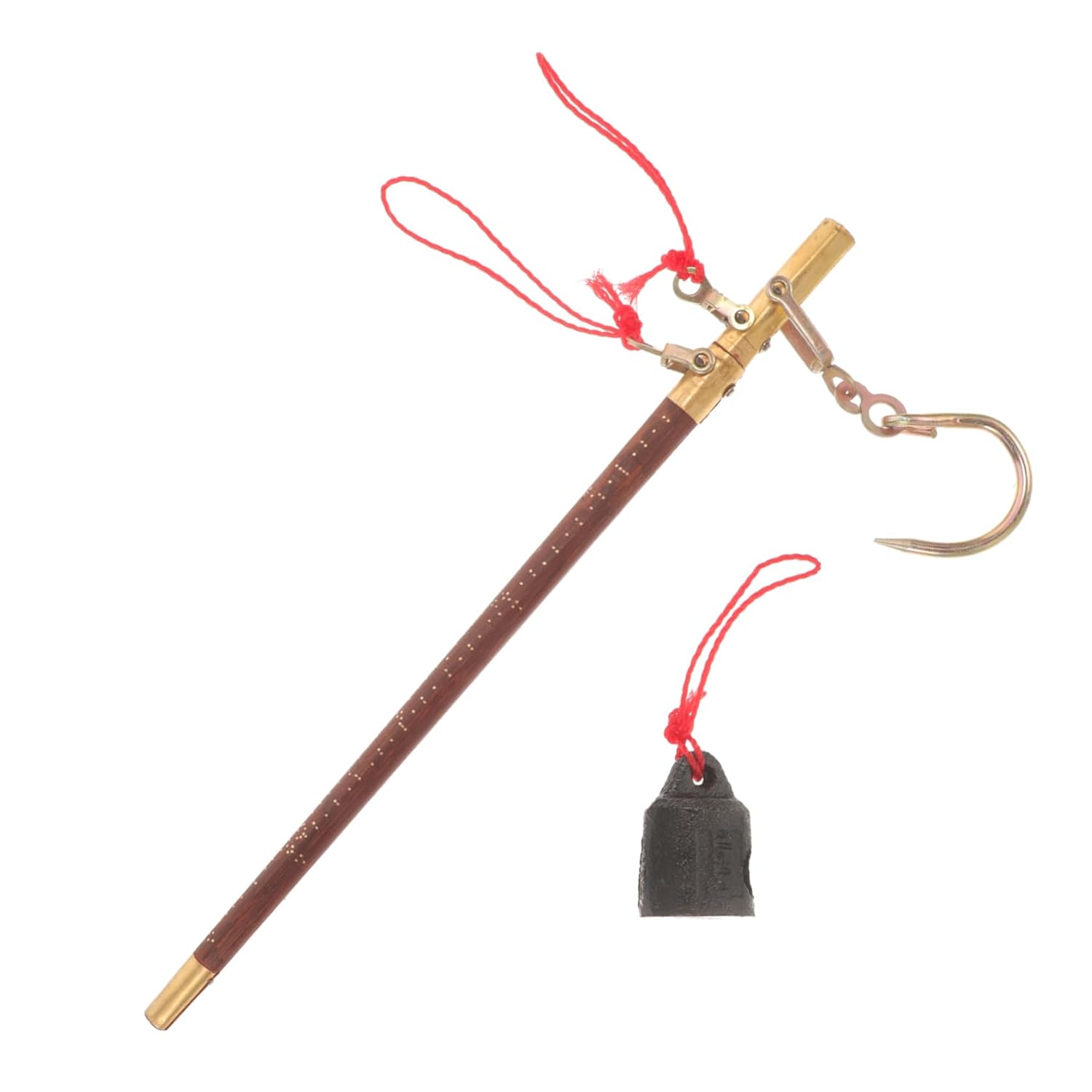 Handheld Wooden Pole Scale for Chinese Medicine Multi-Function Manual Food Weight Scale Lightweight and Portable Easy to Operate with Copper Weight and Red String