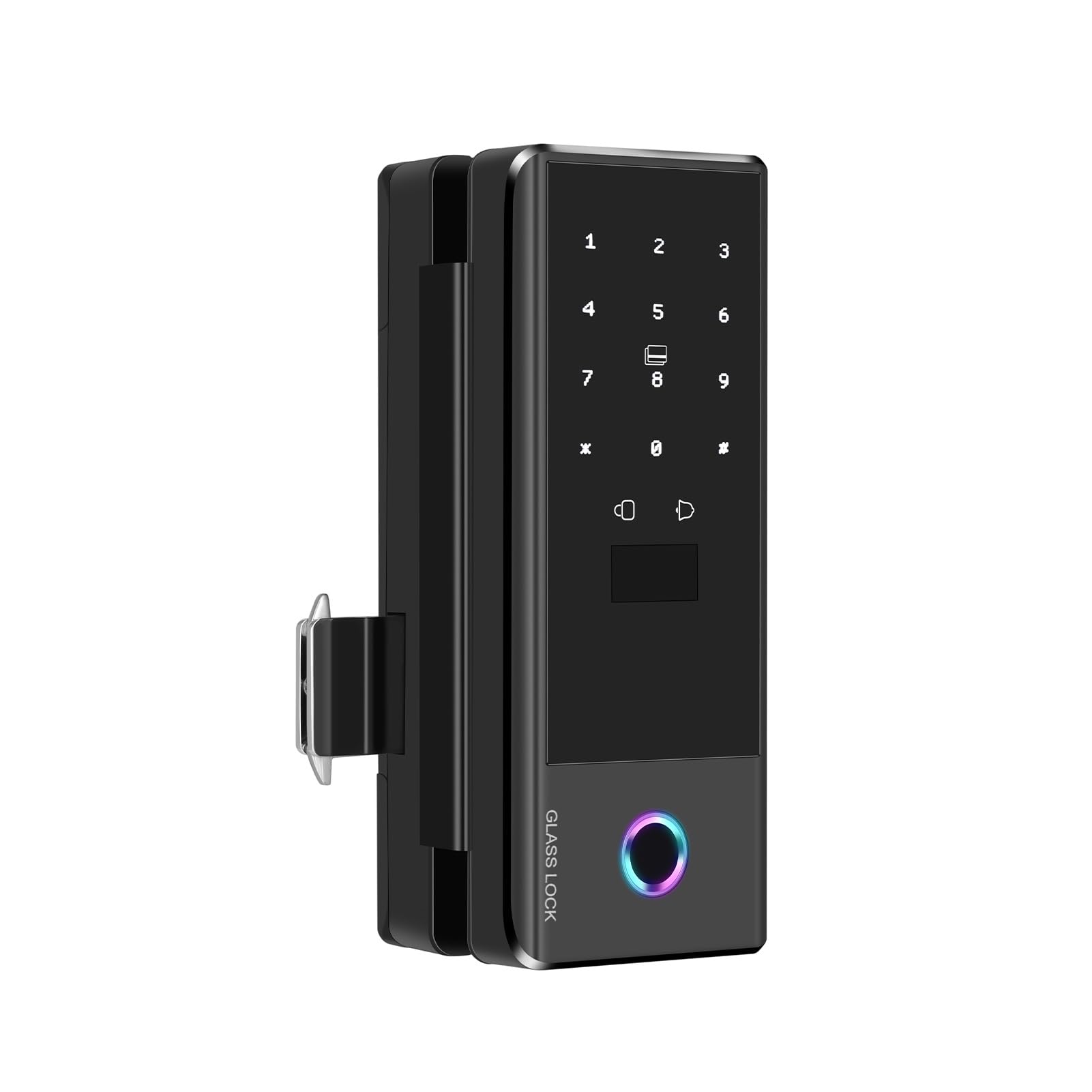 Smart Lock Serratura per Porta in Vetro WiFi Sblocco Remoto Impronta Digitale Password Scheda IC Chiave Meccanica Ingresso Sicuro per Ufficio Domestico, Adatto Porta in Vetro, con Cornice