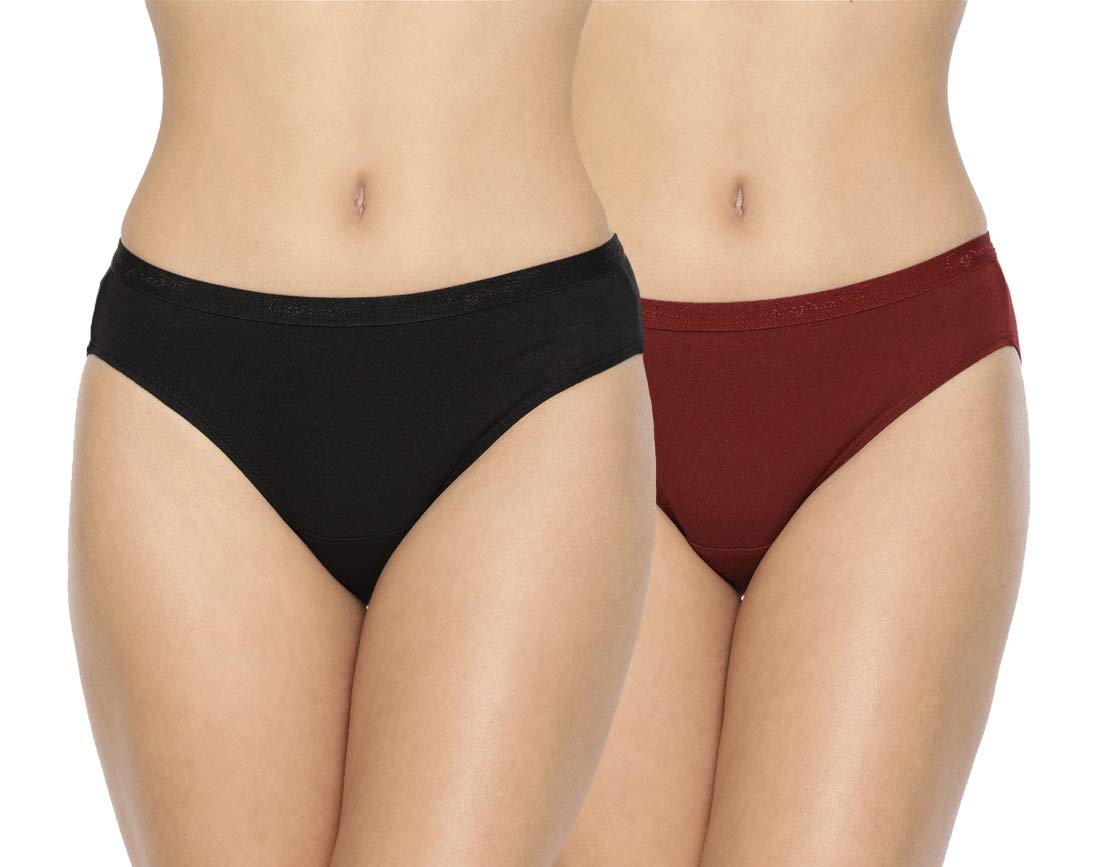 LyraWomen's Cotton Pack of 2 Modern Solid Panty