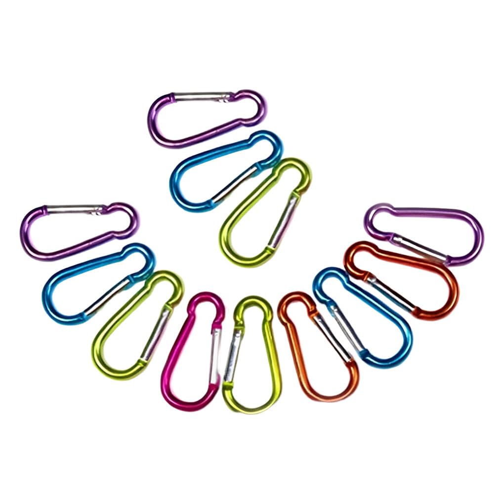 Boucle en Alliage d'aluminium 12 pièces, Porte-clés d'escalade en Forme de D, Mousqueton à Pression de Survie, Outils matériels pour l'alpinisme