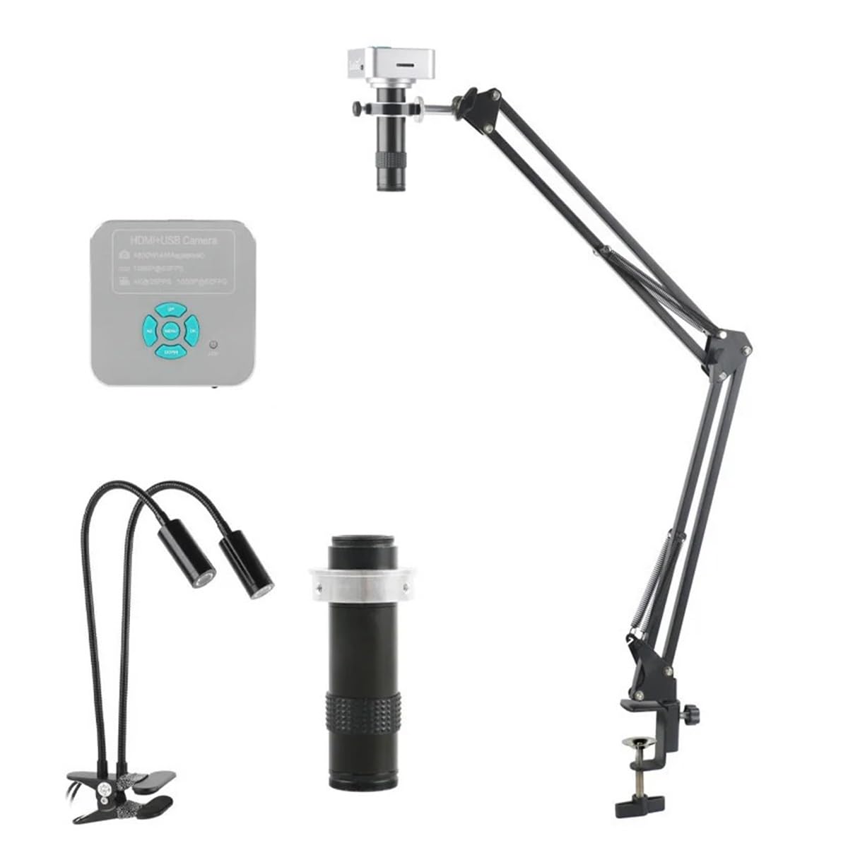 Microscope 55MP 4K USB Digital Video Monocular Microscope Camera Continus Zoom 130X C-Mount(48MP 4K USB B)