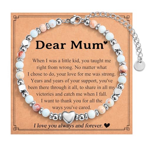 Bracelet de perles pour femme argent 23 cm : cadeau anniversaire maman
