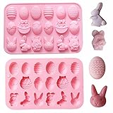 Easter Silicone Egg Chocolate Molds 2 Pieces Egg Rabbit Bunny Shaped Mold for Easter Party Chocolate Candy Cake Fondant Jelly Pudding Manual Soap Hot Chocolate Cocoa Bombs Making