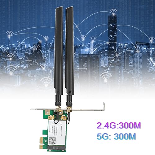 Tarjeta de Red Inalámbrica PCIe 2.4GHz/5GHz 300Mbps para PC de Escritorio, Adaptador WiFi de Banda Dual 802.11AN con Antenas, Soporta Windows 7/8/10 miniatura 5