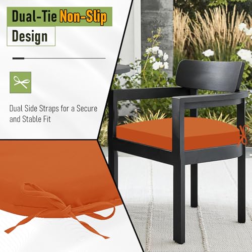Image of Basic Beyond Outdoor Chair Cushions Set of 4, Outdoor Cushions for Patio Furniture, Water Resistant Patio Chair Cushions with 2 Ties, 17x16x2, Orange
