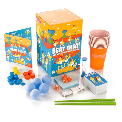 Gutter Games Beat That Family Board Games - Fun Party Family Game for Adults and Kids - 240 Challenge Cards with Main Game and Expansion Pack Combo - Skill-Based Beats and Garden Games Set
