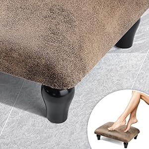 Small foot stool ottoman with stable wood legs upholstered footstool padded foot rest step stool for high beds seat chair couch sofa patio bedroom living room office 59 h shallow brown  urban country home decor