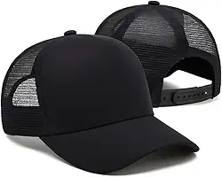 Boné de Telinha Trucker Unissex Aba Curva Liso Casual De Tela Preto
