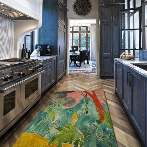 Tapis rouge antidérapant 180x270cm lavable à poils ras pour cuisine - 3