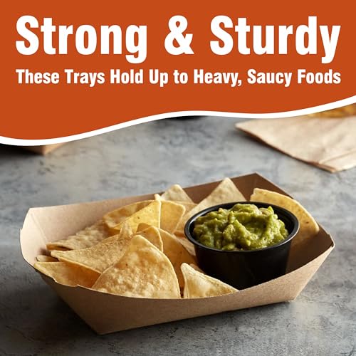 2lb Natural Kraft Paper Food Trays - Pack of 100ct by Concession Essentials - Image 2