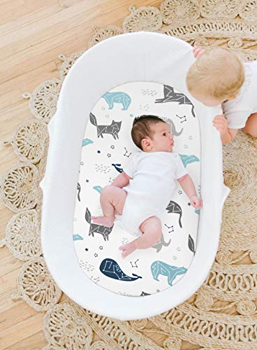 Image of Stretch Fitted Bassinet Sheet Set BROLEX 2 Pack Cradle Sheets for Bassinet Pad /Mattress,Unisex Boys Girls,Ultra Soft,Space Planet
