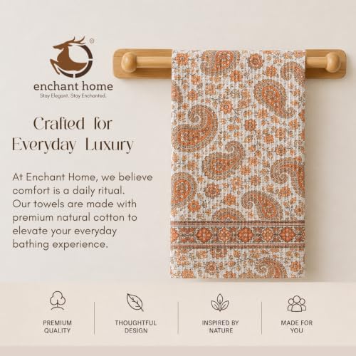Image of Cotton Rich Printed Waffle Hand Towel | Lightweight | Anti Microbial & Water Absorbent | Soft Touch Quick Drying Towels (Paisley Charm, Pack of 4)