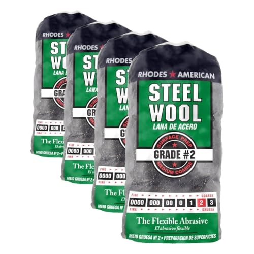 Steel Wool, 12 pad, Medium Coarse Grade #2, Rhodes American, Surface Preparation (Pack of 4)