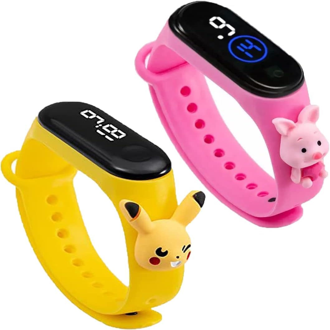 Royalmore Multicolor Digital Dial Waterproof Stylish and Fashion Child Wrist Smart Watch LED Band for Kids, Pack of 2 Colorful 3D Cartoon Super Hero for Kids,Boys & Girls (Black Mouse) (B0CRZTDSWT) Amazon Price History, Amazon Price Tracker