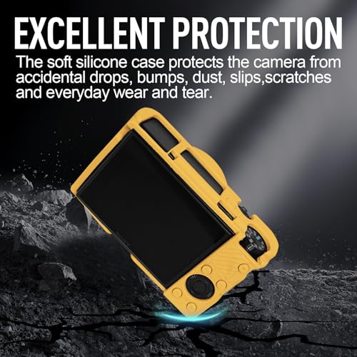 Image of Easy Hood Case for Sony DSC-RX100 IV V VI VII DSLR Camera, Silicone Camera Case Lightweight Soft Carrying Cover with Removable Lens Cover (Yellow)