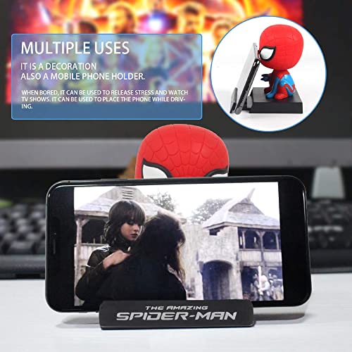 Image of AUGEN Super Hero Spider Action Man Figure Limited Edition Bobblehead with Mobile Holder for Car Dashboard, Office Desk & Study Table (Pack of 1)