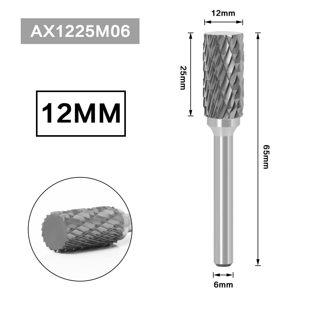 6 mm Metallzeichnung Wolfram -Carbid -Fräser -Rotationswerkzeug Burr CNC Gravurabrasive Werkzeuge Metallbearbeitungspolieren von Metallbearbeitung(AX1225M06)