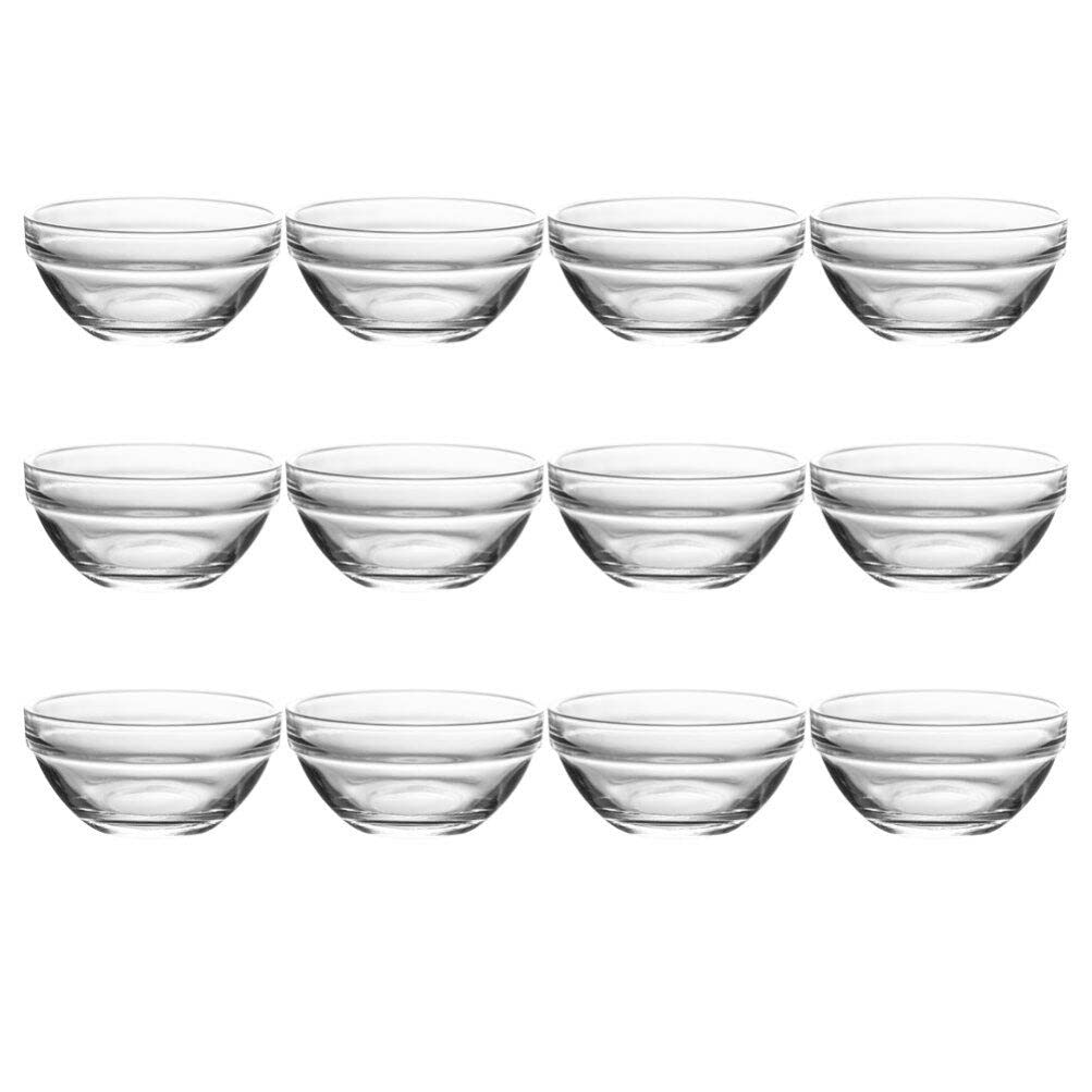 BESTonZON 12pcs Mini Glass Prep Pinch Bowls Small Glass Bowls Dessert Bowls Small Bowls for Prep Dips Nuts Candy