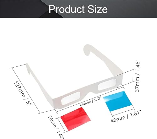 Miniatura 2 de Othmro 1 unids gafas de estilo 3D duraderas gafas de visión 3D gafas de juego de película 3D rojo-azul, gafas 3D marco de cartón, lente de resina