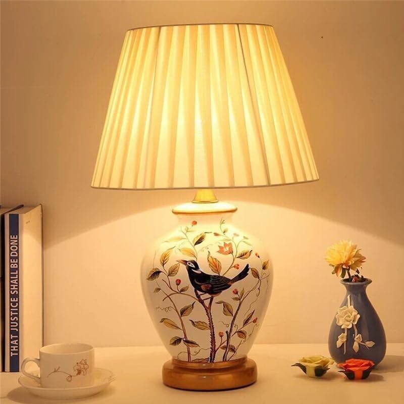 Contemporary Flowers and Birds Ceramics Table Lamp The American Village Living Room Bedroom Study Villa Hotel Bedside Desk Lamp (Style 8)