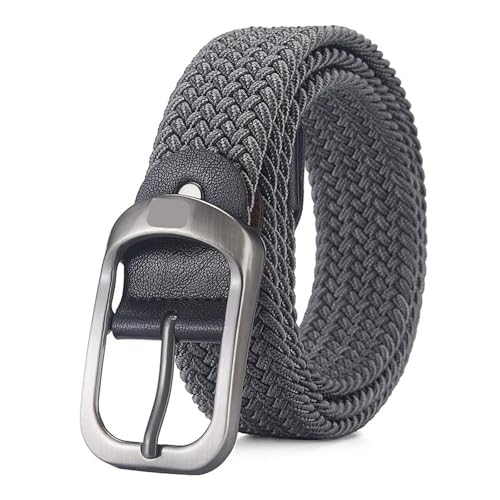 Woven Elastic Belt Men Alloy Pin Buckle Waist Straps Belts for Skirts, High-Waisted Pants