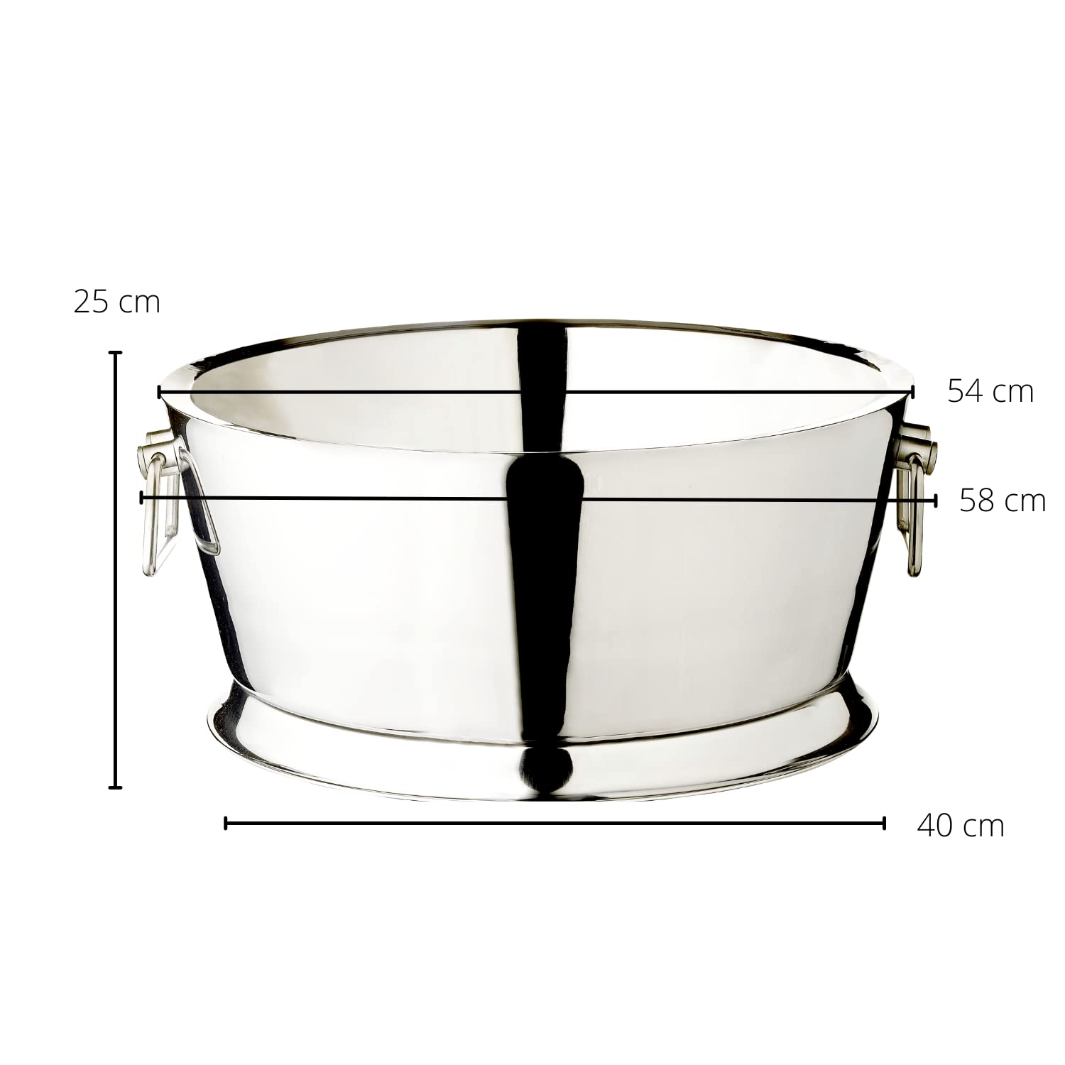 EDZARD Champanera Michigan (Ø 53 cm, H 24 cm, XXL), acero inoxidable de doble pared, con asas, para 12 botellas – enfriador de botellas grande, enfriador de vino, cubitera grande