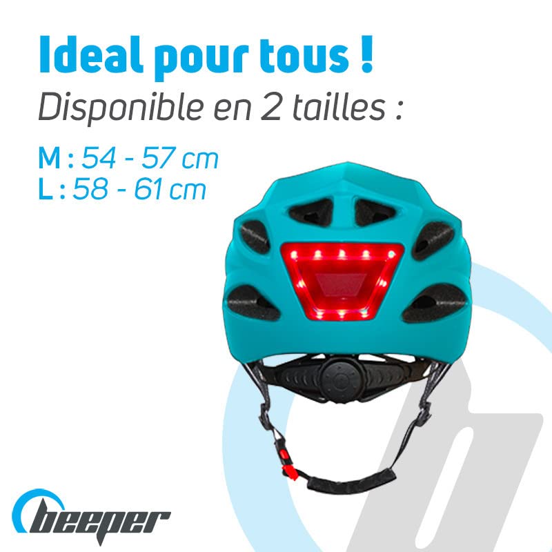 BEEPER - Casco con LED anteriore e posteriore per bicicletta, mountain bike, monopattino elettrico ME134