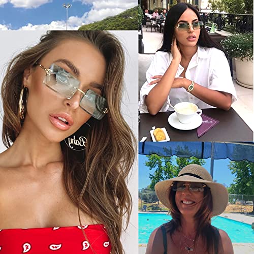 ADE WU Vintage Rimless Sunglasses for Women Men 90s Fashion Frameless Rectangle Tinted Sun Glasses Unisex Stylish2