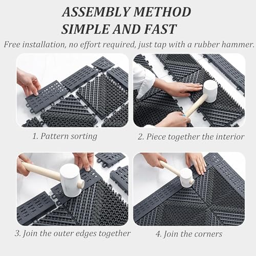 Tappetino igienizzante per Piedi, zerbino di Benvenuto per la casa Resistente, zerbino modulare per Porta d'ingresso da 24x47 Pollici, zerbino per Ingresso Esterno (Grigio + Verde)