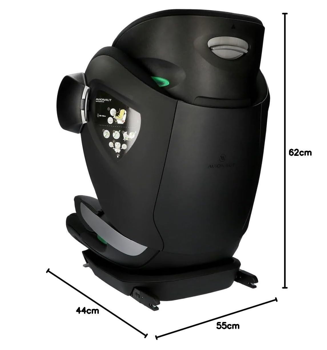 Seggiolino Auto ISOFIX Gruppo 2/3 100–150 cm Avionaut MaxSpace Smart Comfort System+ – seggiolino bambino reclinabile ergonomico con schienale regolabile, sicurezza e comfort per lunghi viaggi auto