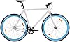 700c 59 cm Fixed Gear Bike Black and Blue Bicycles - Lightweight Single Speed Road Commuter Bicycle with Flip-Flop Hub for Urban Riding