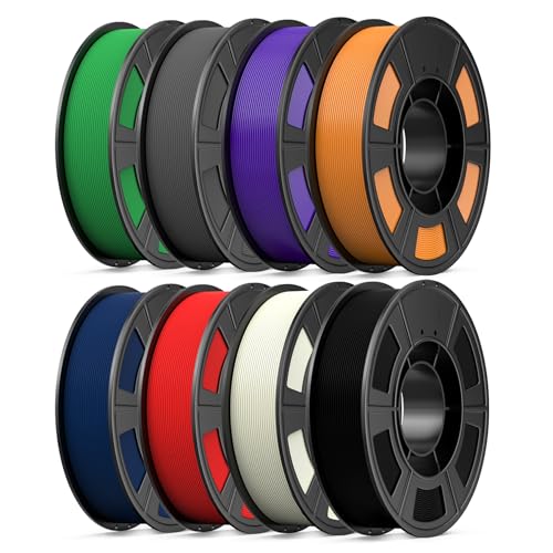 UJOYBIO 8 Color Bundle Elite PLA+ 3D Printer Filament, Multicolor PLA+ 1.75mm, Individually Vacuum Packed, 0.25kg Spool, 8 Pack (Black+Cream White+Grey+Orange Yellow+Red+Dark Blue+Green+Iris Purple)