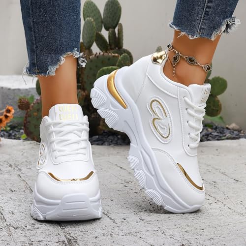 Women Platform Fashion Sneaker Orthopedic Shoes for Women Lace Up Comfortable Non Slip Arch Support Wedge Sneakers Outdoor Casual Tennis Walking Running Workout Athletic Sports Shoes2