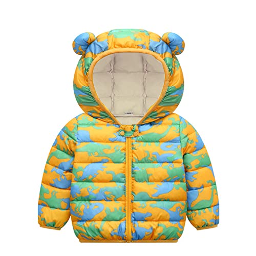 Toddler Girls Boys Cartoon Bear Ears Hooded Jackets Long Sleeve Down Coat Zipper Outerwear for 6M~4 Years