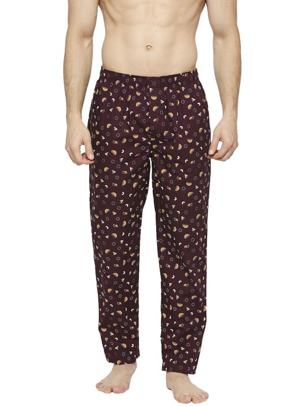Men's Relax Wear Geometric Printed Brown Cotton Pyjama | Stretchable | Elasticated Waistband | Side Pockets | Lounge wear for Men-image-38