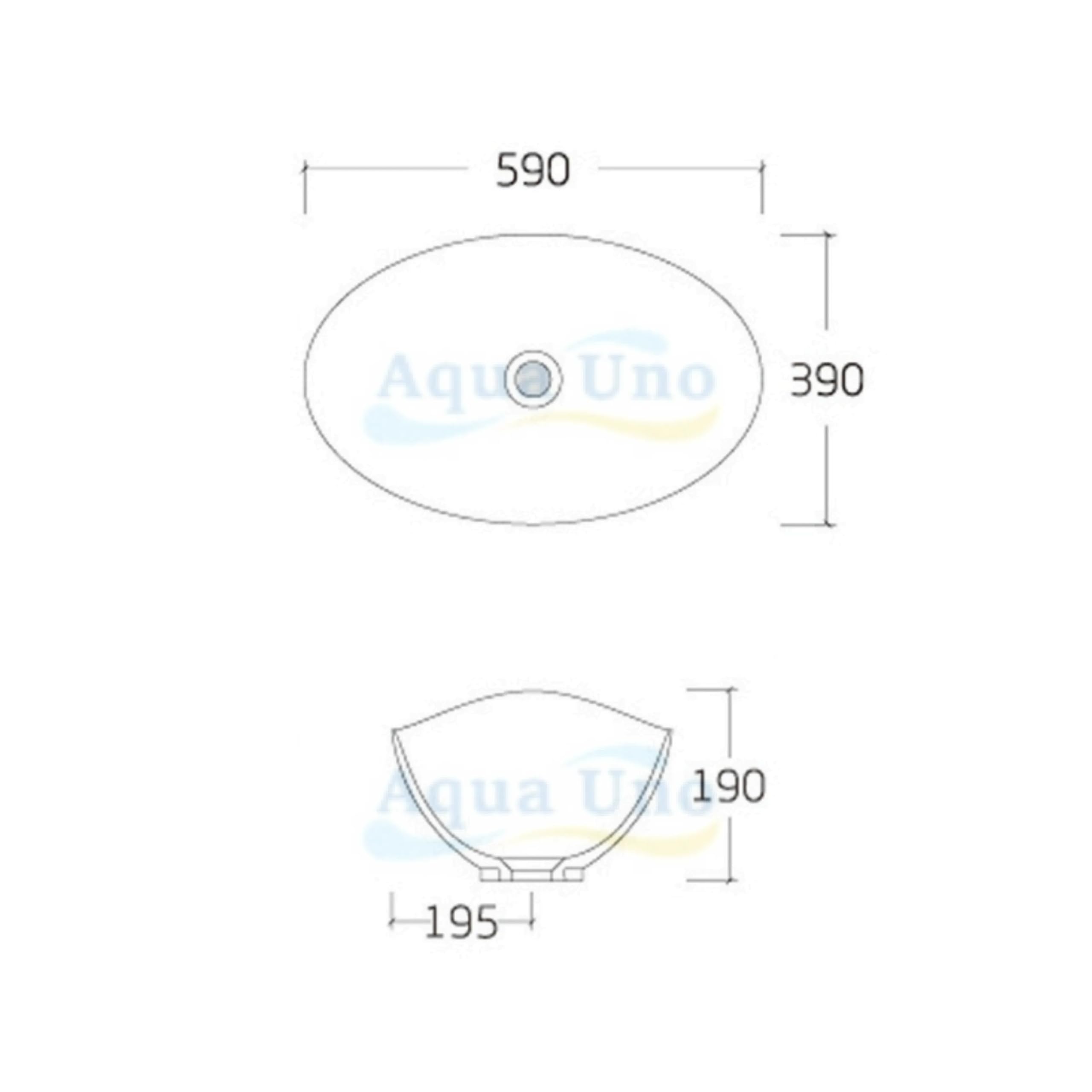 AQUAUNO Lavabo da appoggio MAYA, 59 x 39 cm, ovale, in ceramica bianca, senza foro per rubinetto, con troppopieno, oro, sanitari bagno