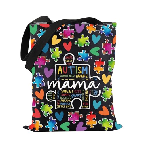 Bolso tote para concienciación sobre el autismo, regalo para mamás de niños con autismo, con diseño de rompecabezas del autismo miniatura 1