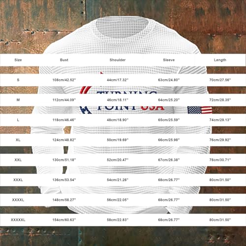 Turning Point USA TPUSA Waffle Knit Crew Neck Long Sleeve Shirt for Men Cotton T-Shirts2