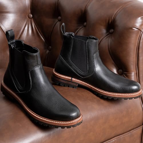 Image of Jousen Chelsea Boots Casual Slip On Ankle Waterproof Mens Boots(AMY8406 black 10.5)