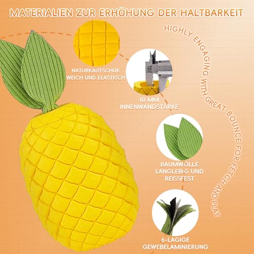 FuntasticFinds Ananas Hundespielzeug für Aggressive Kauer, Unzerstörbares Kau-Spielzeug mit Quietscher für Große Hunde – Langlebiges Gummispielzeug für Welpen-Zahnung & Interaktives Spiel